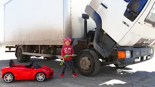 Truck is broken down – Dima on power wheels car repair the truck