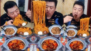 ASMR# Xiaofeng Eating Really delicious | Fried Noodles, Egg, Pork, Fried Rice, buffet Mukbang #67