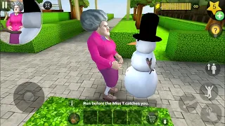Scary Teacher 3D Version 5.15 | Miss T Laugh Infront Of A Snowman In Worth Melting For Prank