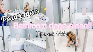 BATHROOM CLEAN WITH ME | Power hour bathroom clean | Extreme bathroom speed clean