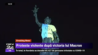 Proteste violente la Paris după victoria lui Emmanuel Macron