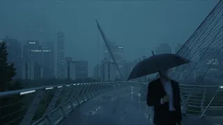 4K SEOUL WALK - Rainy Yeouido Evening / Ambience sound ASMR / Cyberpunk / Cinematic