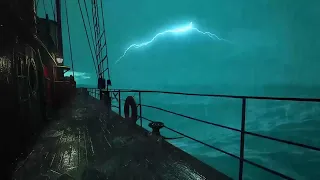 Deep Sleep Instantly On Rainy Night at Sea 🌧️ Heavy Rain and Wave Sounds  Nature Sounds for Sleep