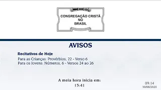 Culto Online CCB 30/08 2020 - 10:00 - Reunião de Jovens