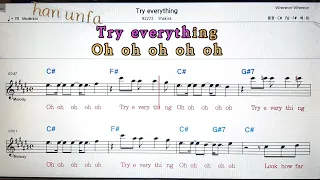 Try everything/.Shakira💋노래방 반주*기타 코드 악보*가라오케💖Karaoke*Sheet Music*Chord*MR