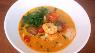 Суп "Том Ям" за 20 минут - мои  эксперименты на кухне - Тайский суп с креветками