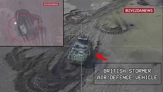 Russian #lancet Kamikaze Drone strikes British-made Stormer HVM Air Defence System in #Ukraine