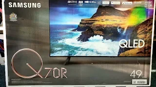 Samsung 2019 Q70R 4K QLED Unboxing and Setup, 49Q70R with retail DEMO