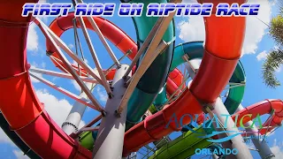 FIRST EVER RIDE on Riptide Race | NEW For 2021 RACING Water Slide at Aquatica Orlando