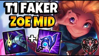 T1 Faker ZOE MID vs QIYANA - Patch 11.3 Ranked Korea ✅