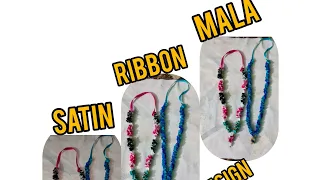 Satin Ribbon Garland/Lei Making tutorial,  Artificial Garland Ribbon Making /Satin Ribbon Craft.