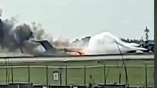 Video shows plane carrying 126 people catching fire upon landing at Miami airport