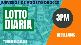 Diaria 3:00 PM Loto Nicaragua hoy jueves 31 de agosto, 2023.🟢Loto Jugá 3, Loto Fechas | Resultados