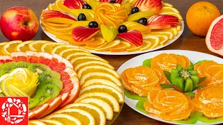 5 Fruit Plates for the Festive Table. Beautiful Fruit Slicing for the New Year