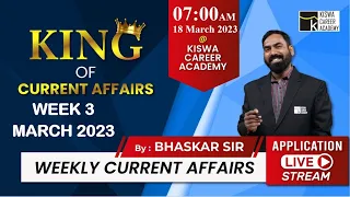 Weekly Current Affairs| CURRENT AFFAIRS 2023|MARCH WEEK-3|TALATI| Jr. CLERK |By. Rajesh Bhaskar sir