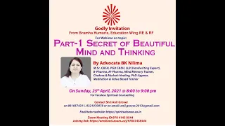 Part-1 Secret of Beautiful Mind & Thinking By Adv. BK Nilima