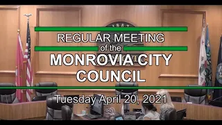 Monrovia City Council | April 20, 2021 | Regular Meeting