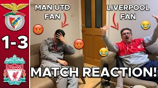 LIVERPOOL FAN & MAN UTD BOTH REACTING TO BENFICA 1-3 LIVERPOOL | BENFICA VS LIVERPOOL MATCH REACTION