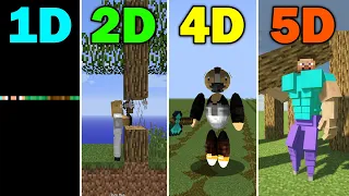 Mining Tree in 1D vs 2D vs 3D vs 4D vs 5D Minecraft