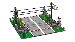 LEGO Train - Passage à niveau " Double barrières signalisation "  -- Railroad Crossing -  MOC