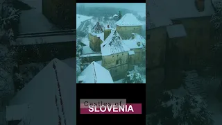 Drone footage of a castle in Slovenia