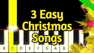 3 Easy Christmas Songs - Very Easy and Slow Piano tutorial - Beginner