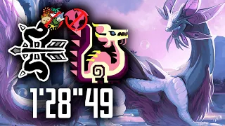 MHRise Sunbreak: INSANE Mizutsune Solo Bow Speedrun - No Qurio Armor, No Buddies! | 1'28"49!