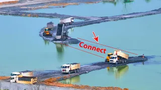 Incredible SHACMAN Delivery 25Ton Fail Loading And Cover Back By SHANTUI Dozer Pushing Soil In Lake