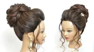 New Bridal Hairstyle  For Long Hair. Wedding High Bun Updo