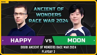 WC3 - [UD] Happy vs Moon [NE] - Playday 3 - Doubi Ancient of Wonders Race War 2024