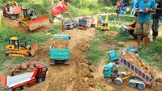 Amazing RC construction BullDozer and Car truck Nissan Hyundai Kamaz Hino700 Make way