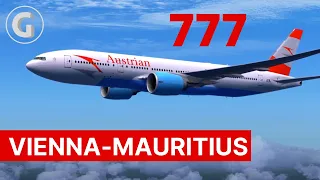 FSX | Austrian Boeing 777-200ER (LR) from Vienna to Mauritius | PMDG 777