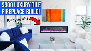 DIY Tile Fireplace TV Wall | How to Build