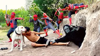 PRO 5 SUPERHERO TEAM | Spider-Man,PitBull Great Battle Canivorous Monster Rescue Hunter Was Attacked