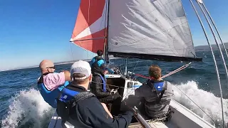 Good example of Symmetrical versus Asym Spinnakers racing each other