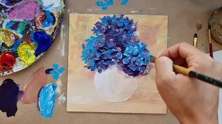 HORTENSIA | Still life with paints✌️How to draw simply