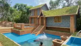 Full Video] Building Villa House, Twine Water Slide & Design Swimming Pool For Entertainments