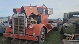 1948 needle nose kenworth 220 Cummins twin stick cold start and walk around