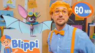 BLIPPI Teaches How To Draw Matt The Bat | How to Draw Animals for Kids | Moonbug Art for Kids Hub🖌️