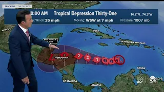 Tropical Depression 31 forms in the Caribbean Sea, could become Iota