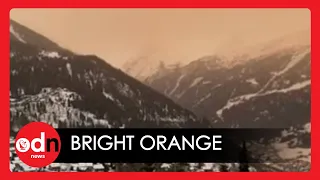 Spectacular! Sahara Sands turn Swiss Alps Sky Bright Orange