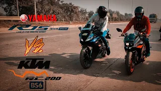 Yamaha R15V3 BS4 vs KTM RC 200 BS6 || Drag race || Highway battle || Last video of this year