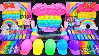 Rainbow Slime Mixing Random Cute, shiny things into slime #ASMR #Satisfying #slimevideos  #슬라임