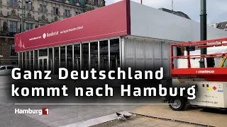 Feierlichkeiten zum Tag der Deutschen Einheit: Aufbauarbeiten in vollem Gange