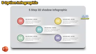 97.Create Beautiful PowerPoint Presentation under 5mins - 5 Step 3D shadow Infographic Design