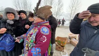 21.02. 23 Шагаа на берегу Енисея с шаманами Тувы и русскими неошаманами, прогноз года и #СВО