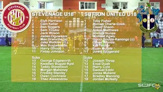 MATCH HIGHLIGHTS: Stevenage U18 vs Sutton United U18 FA Youth Cup 2nd Round 17/11/21