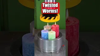 Ultimate Worm Maker Battle! 🍬🕯️😲Which is YOUR favorite? #hydraulicpress #candy #candles #satisfying