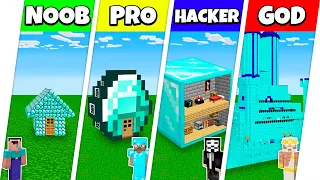 Minecraft Battle: NOOB vs PRO vs HACKER vs GOD: DIAMOND HOUSE BASE BUILD CHALLENGE / Animation