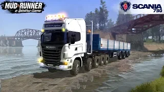 Spintires: MudRunner - SCANIA 10X10 On a Narrow Wooden Bridge